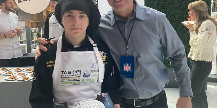 A Greene County CTC culinary arts student poses during the Taste of the Draft event in Pittsburgh.