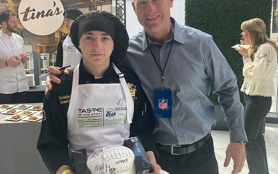 A Greene County CTC culinary arts student poses during the Taste of the Draft event in Pittsburgh.