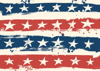 Grunge American flag pattern with stars and stripes symbolizing 250th anniversary of US Independence Day celebration in 2026.