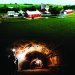 A split image shows a rural farm above an underground coal mine tunnel with a miner, representing the region's agricultural and mining heritage.