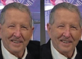 Close-up headshot of an older man smiling repeated double image.