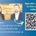 Promotional graphic featuring the Byhams, independent Medicare insurance agents, with a QR code and instructions to scan it to watch an introductory video.
